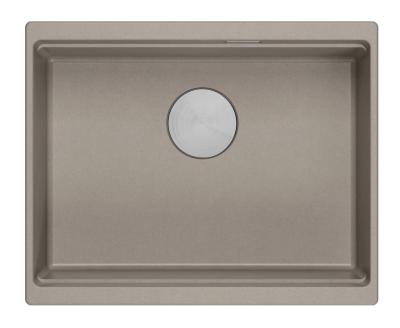 Quadri Newport II graniet onderbouw taupe spoelbak 560x450mm met rvs plug en afvoerkapje 1208967453
