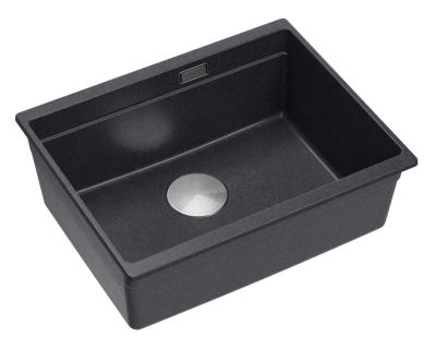Quadri Newport II graniet onderbouw antraciet spoelbak 560x450mm met rvs plug en afvoerkapje 1208967459