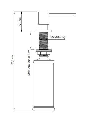 Quadri Luxor Inbouw Zeepdispenser gouden van boven navulbaar 1208967511