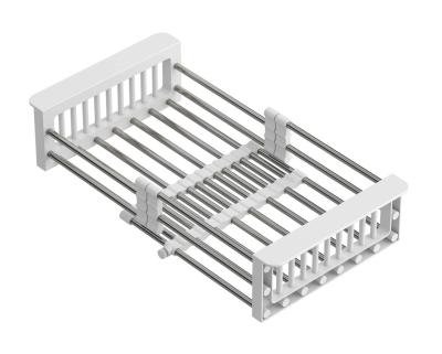 Quadri Universeel uitschuifbare inzetbak inzetmandje of restenmandje rvs met wit handgrepen 225mm breed 1208967542