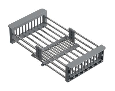 Quadri Universeel uitschuifbare inzetbak inzetmandje of restenmandje rvs met grijs handgrepen 225mm breed 1208967543