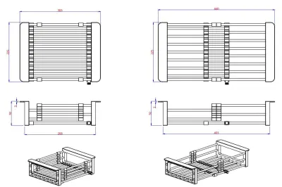 Quadri Universeel uitschuifbare inzetbak inzetmandje of restenmandje rvs met beige handgrepen 225mm breed 1208967544