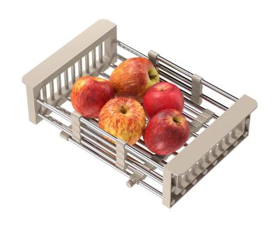 Quadri Universeel uitschuifbare inzetbak inzetmandje of restenmandje rvs met beige handgrepen 225mm breed 1208967544