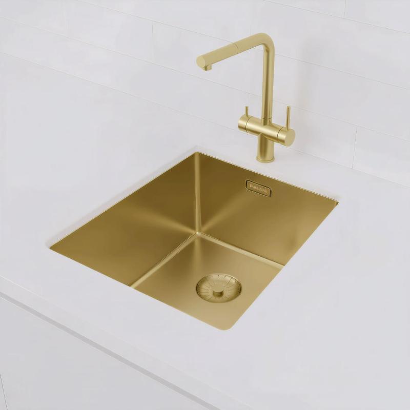 Pure.Sink Prestige spoelbak 34x40 cm PVD Goud 10mm radius onderbouw, vlakbouw en opbouw PPG3440-60