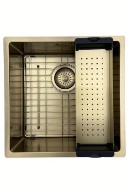 Pure.Sink Prestige spoelbak 40x40 cm PVD Goud 10mm radius onderbouw, vlakbouw en opbouw PPG4040-60