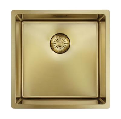 Pure.Sink Prestige spoelbak 40x40 cm PVD Goud 10mm radius onderbouw, vlakbouw en opbouw PPG4040-60