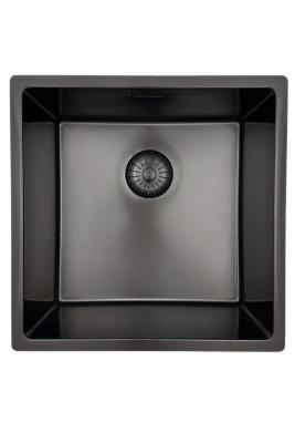 Pure.Sink Prestige spoelbak 40x40cm PVD Gun Metal 10mm radius onderbouw, vlakbouw, opbouw PPG4040-61