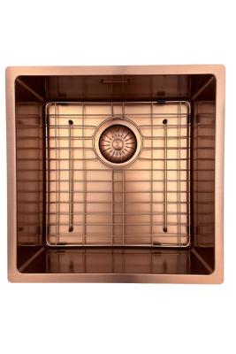 Pure.Sink Prestige spoelbak 40x40 cm PVD Koper 10mm radius onderbouw, vlakbouw en opbouw PPG4040-62
