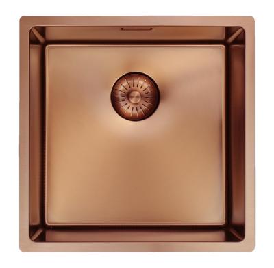 Pure.Sink Prestige spoelbak 40x40 cm PVD Koper 10mm radius onderbouw, vlakbouw en opbouw PPG4040-62