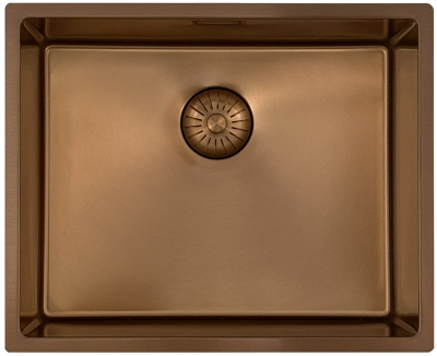 Pure.Sink Prestige spoelbak 50x40 cm PVD Koper 10mm radius onderbouw, vlakbouw en opbouw PPG5040-62