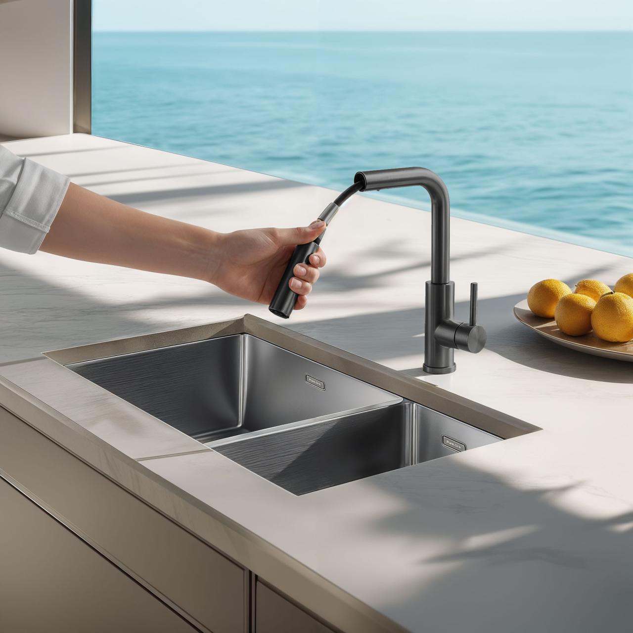 Pure.Sink Elite Steel Spark-S keukenkraan PVD Gun metal met uittrekbare uitloop PS8041-61 - Productafbeelding 2