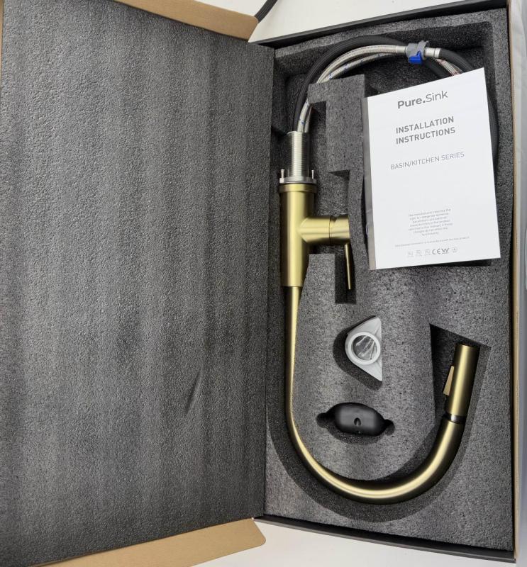 Pure.Sink Elite Steel Stream-S keukenkraan PVD geborsteld goud met uittrekbare uitloop PS8045-60