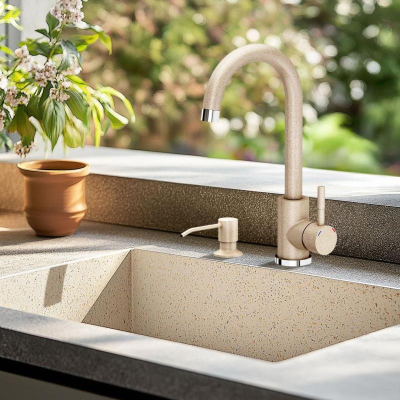 Quadri Coventry Keukenmengkraan Beige zand met Draaibare Uitloop 1208967667