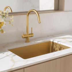 Quadri Leichester Keukenmengkraan PVD Goud 3-weg met een extra aansluiting voor gefilterd water 1208967669