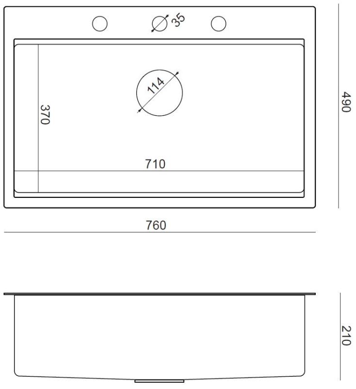 Aquadesign Vesta RVS Spoelbak 76x49cm Opbouw en Vlakinbouw met Kraangatbank, inclusief RVS Plug en Accessoires - 1208967762