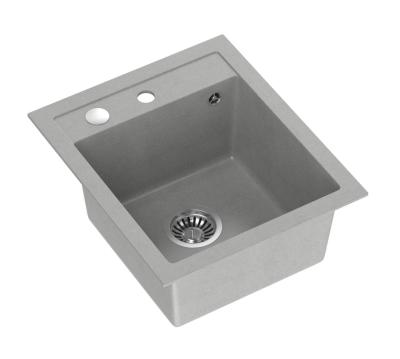 Quadri Londen Graniet Grijs Spoelbak 43x50cm met Kraangatbank en RVS Plug - 1208967765