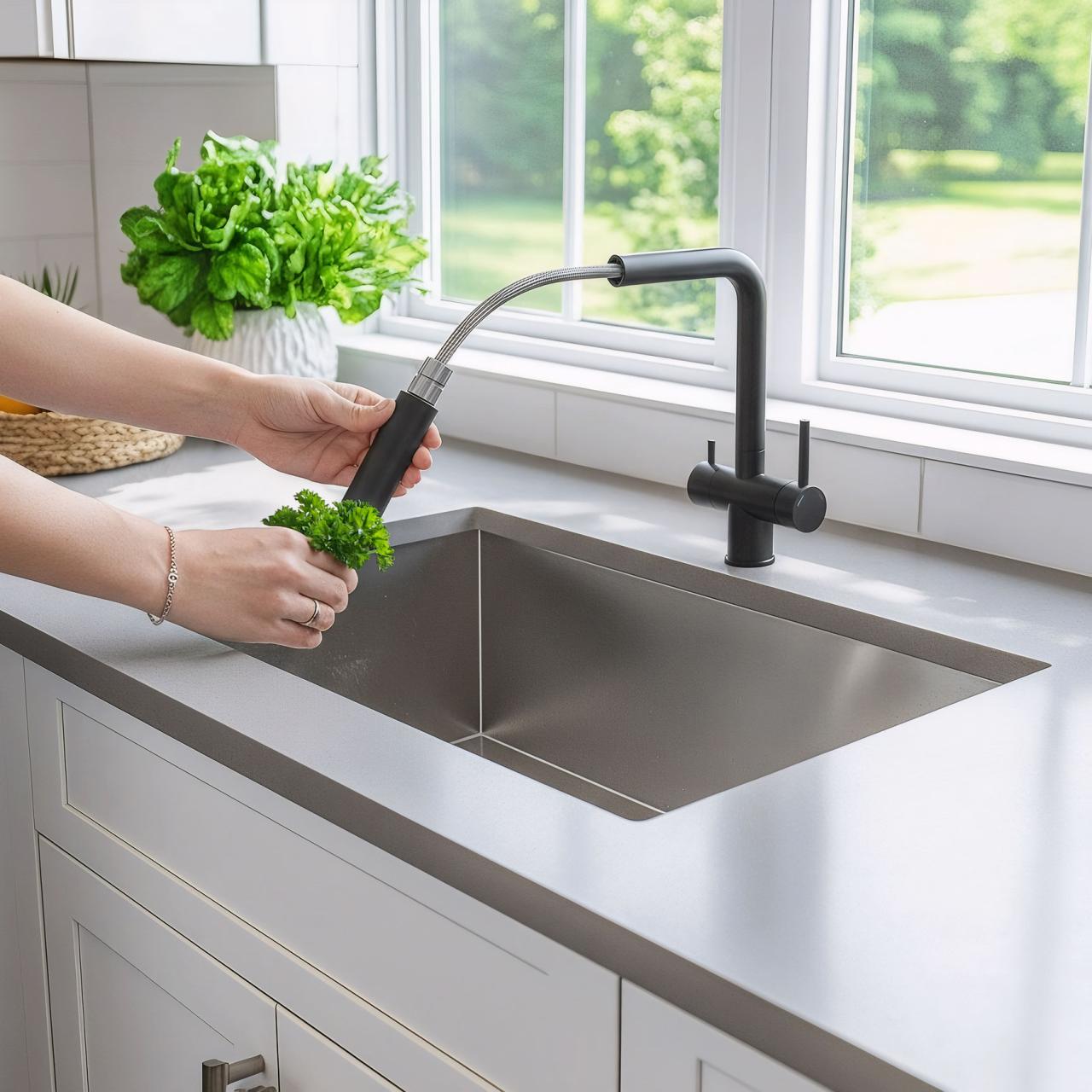 Quadri Ellesmere Keukenmengkraan Zwart 3-weg met een extra aansluiting voor gefilterd water 1208967780