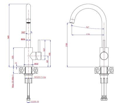 Quadri Kendal Set met Keukenkraan, Vloeistofdispenser en Granieten Antraciet Goudkleurige Spoelbak 60x44 cm met Afdruipgedeelte en Gouden plug en Orveloop- 1208967843