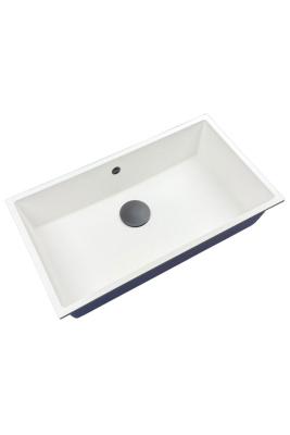 GraniteMy Universal Grote Witte Granieten Spoelbak 74x40 cm met gun metal plug  - 1208967895