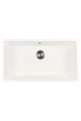 GraniteMy Universal Grote Witte Granieten Spoelbak 74x40 cm met gun metal plug  - 1208967895