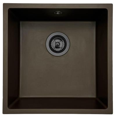 GraniteMy Universal Café Granieten Spoelbak 40x40 cm opbouw, onderbouw en vlakinbouw met gun metal plug - 1208967917