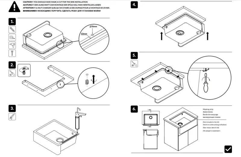 GraniteMy Tradition Landelijke Gootsteen Granieten Spoelbak 60x48 cm Zwart Onderbouw en Vlakbouw met Gouden Plug 1208967938