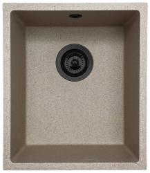 GraniteMy Universal granieten beige zand spoelbak 34x40 cm opbouw onderbouw en vlakinbouw met zwarte plug 1208968010