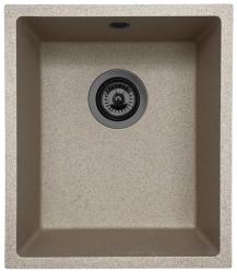 GraniteMy Universal granieten beige zand spoelbak 34x40 cm opbouw onderbouw en vlakinbouw met gun metal plug 1208968011