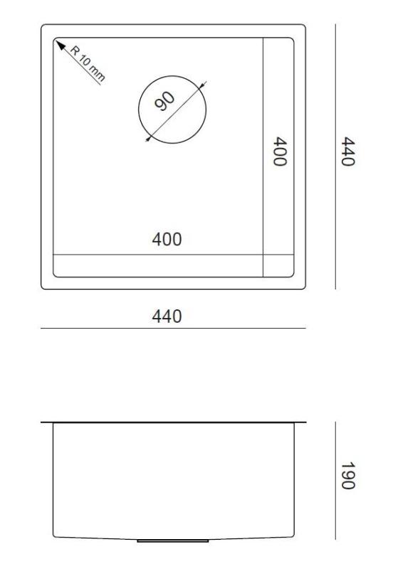 Aquadesign Zara Spoelbak Koper 44x44cm Onderbouw, Vlakinbouw en Opbouw met Koperen Plug - 1208969515