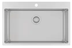 OUTLET Schade Ausmann Oder Blue grote rvs spoelbak 79x50cm vlakbouw en opbouw met kraangatbank 	1208969649