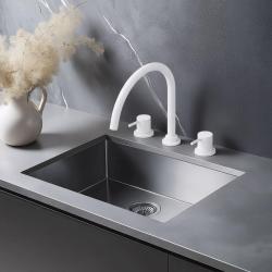 Waterevolution Flow 3-gats keukenmengkraan met draaibare uitloop en gefilterd water aansluiting wit T152UBR