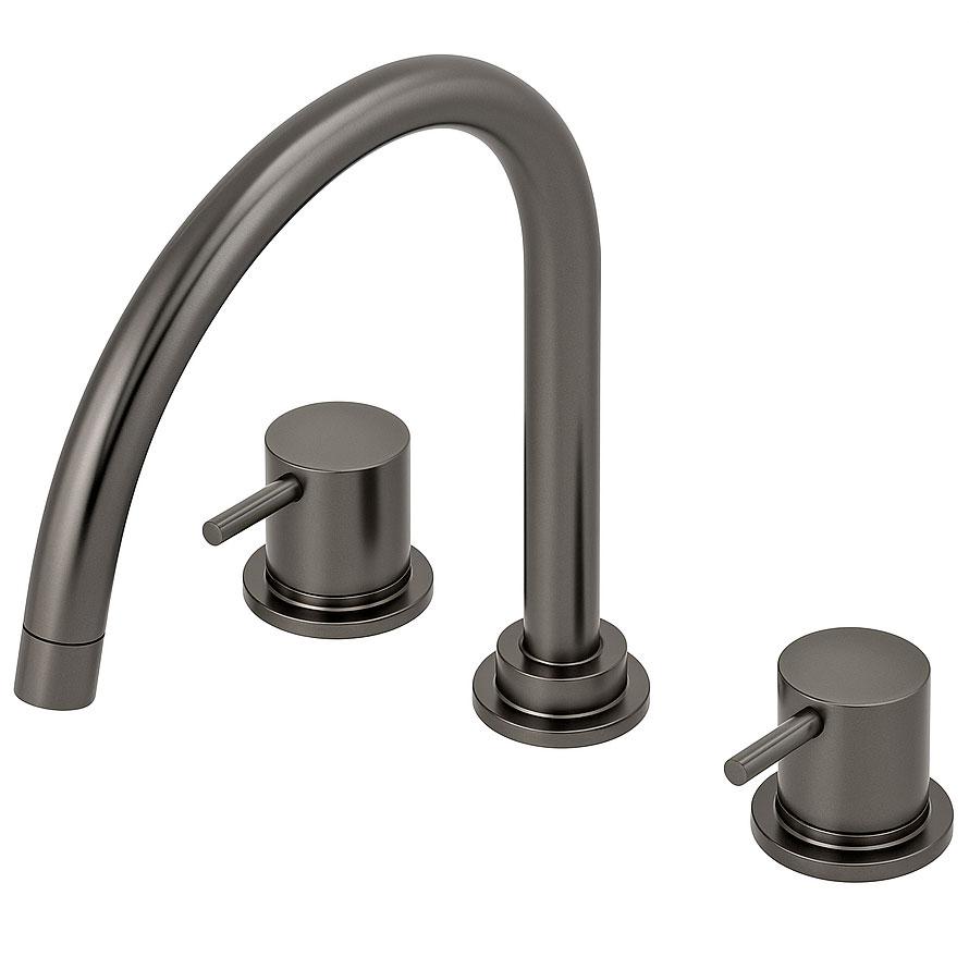 Waterevolution Flow 3-gats keukenmengkraan metdraaibare uitloop en gefilterd water aansluiting gun metal T152UGME - Productafbeelding