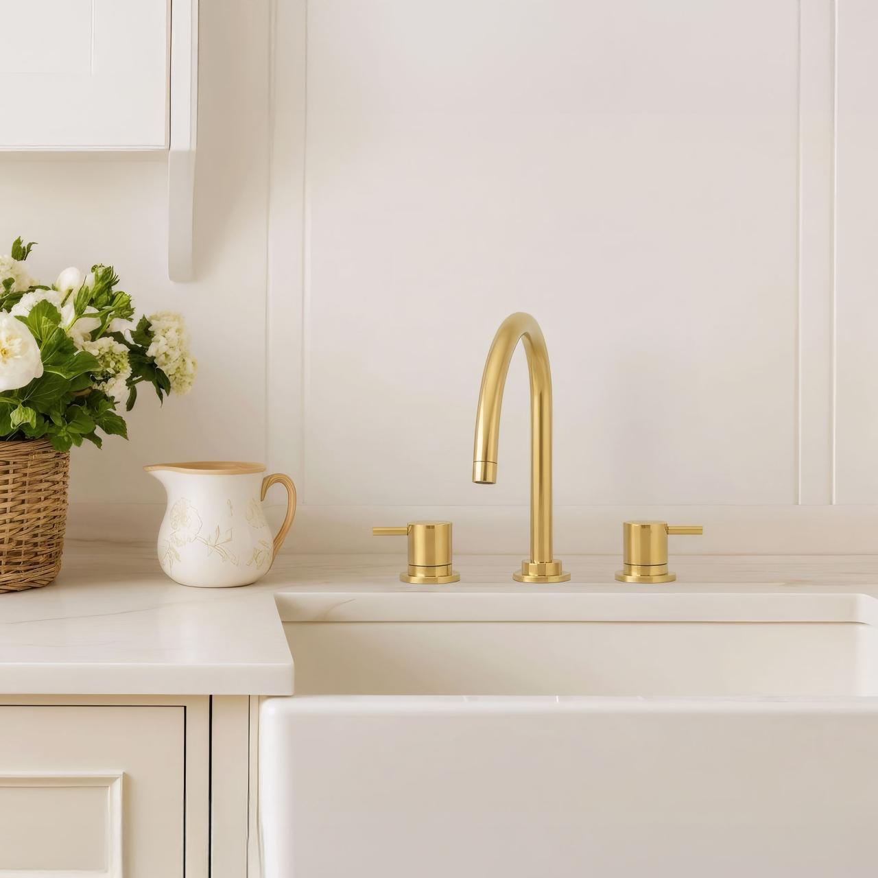 Waterevolution Flow 3-gats keukenmengkraan met draaibare uitloop en gefilterd water aansluiting light gold T152UWGE - Productafbeelding 2