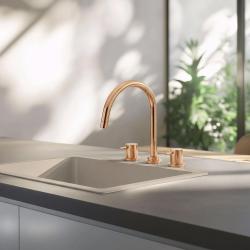 Waterevolution Flow 3-gats keukenmengkraan met draaibare uitloop en gefilterd water aansluiting koper T152UCPE