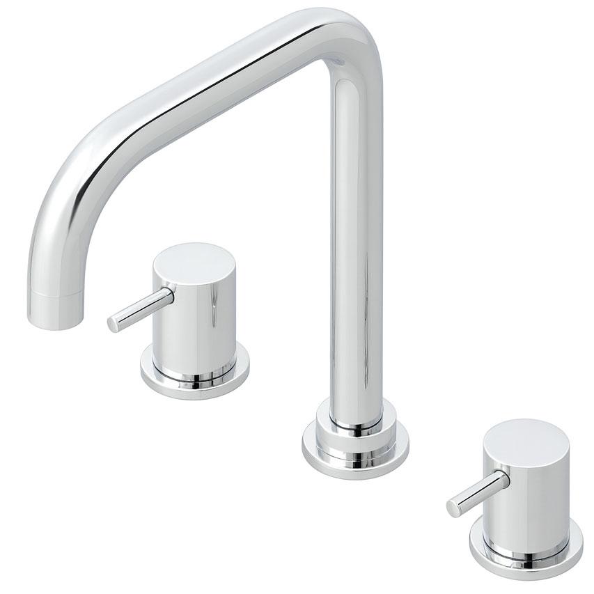Waterevolution Flow 3-gats haakse keukenmengkraan met draaibare uitloop en gefilterd water aansluiting chroom T152H01 - Productafbeelding