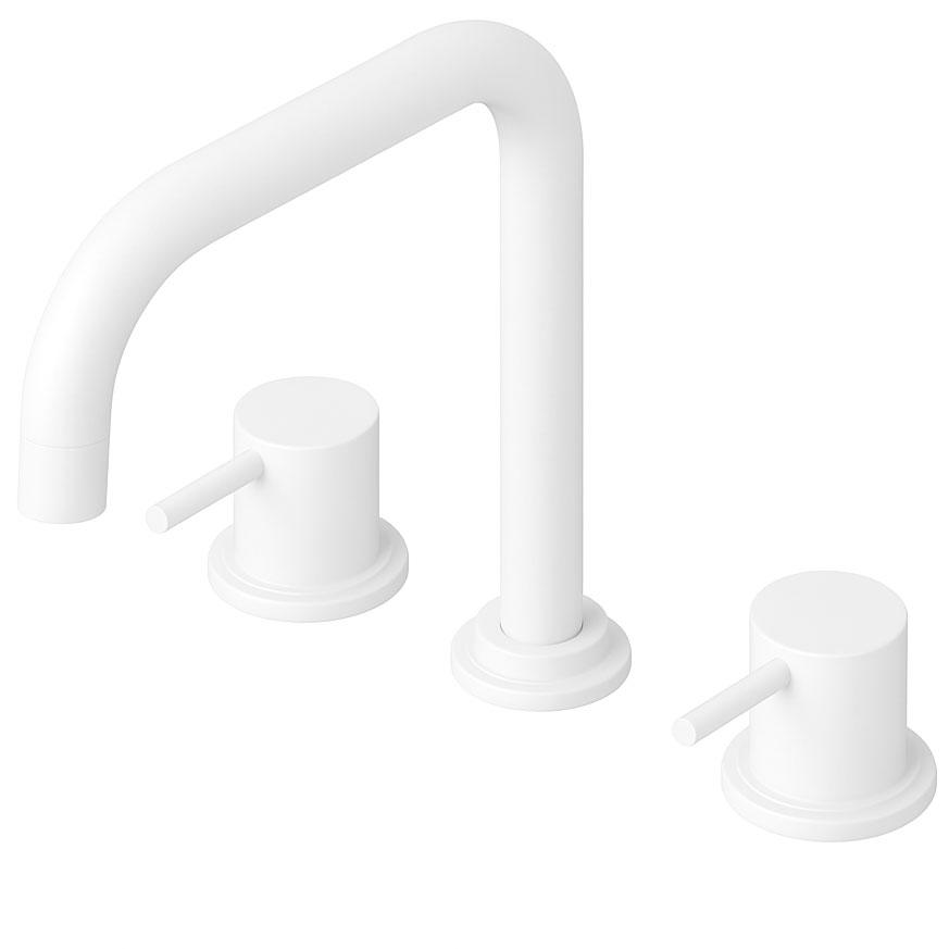 Waterevolution Flow 3-gats haakse keukenmengkraan met draaibare uitloop en gefilterd water aansluiting wit T152HBR - Productafbeelding