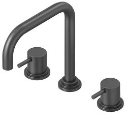 Waterevolution Flow 3-gats haakse keukenmengkraan met draaibare uitloop en gefilterd water aansluiting gun metal T152HGME