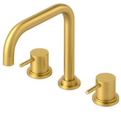 Waterevolution Flow 3-gats haakse keukenmengkraan met draaibare uitloop en gefilterd water aansluiting light gold T152HWGE