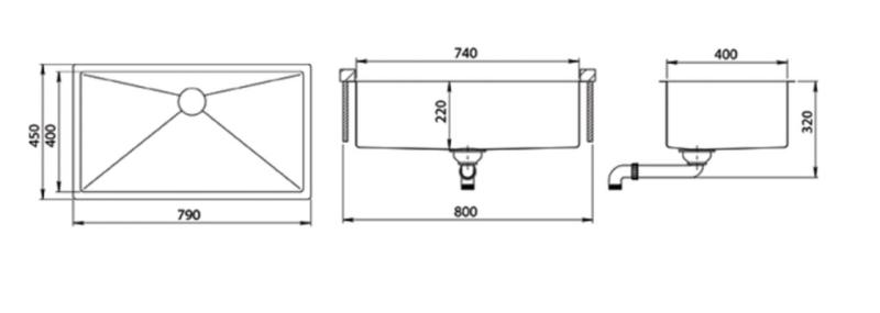 Ausmann Mosel gouden grote Spoelbak RVS - PVD goud 74x40 universeel 1208970023