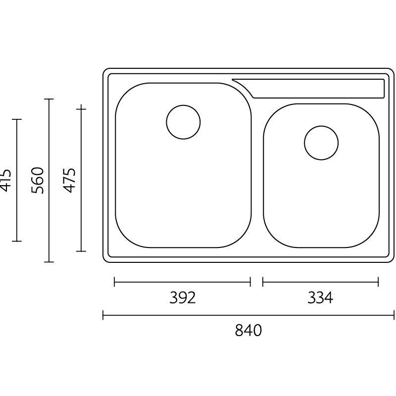 Banka Princess RVS dubbele Spoelbak Onderbouw 750x475 mm 1208970067