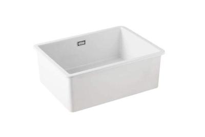 Ausmann Ceramic Ember Keramische Witte Spoelbak - Opbouw en Onderbouw 54 x 40 cm met RVS plug 1208970508