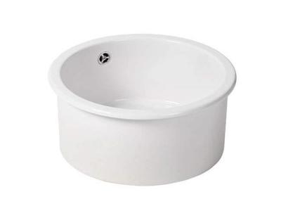 Ausmann Ceramic Ember Keramische Witte Ronde Spoelbak Opbouw en Onderbouw met RVS plug 1208970512