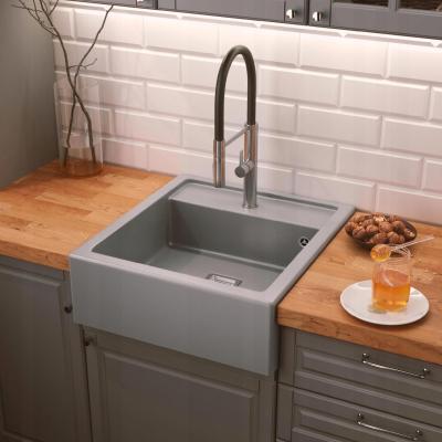 Graniteland Arno Granieten Grijs Spoelbak tussenbouw 582x620mm met RVS vierkant Plug 1208970605