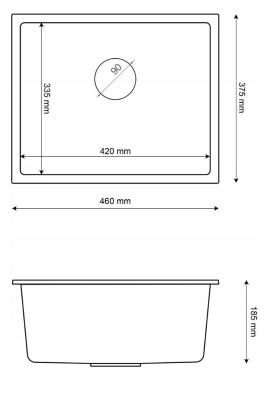 Graniteland Solo Granieten Beige Zand Spoelbak onderbouw 42x34 cm met RVS Plug 1208970612