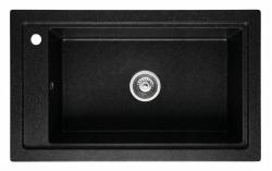 Graniteland Magra Granieten zwart arduin hardsteen Spoelbak opbouw 686x427 mm met kraangatbank en RVS Plug 1208970615