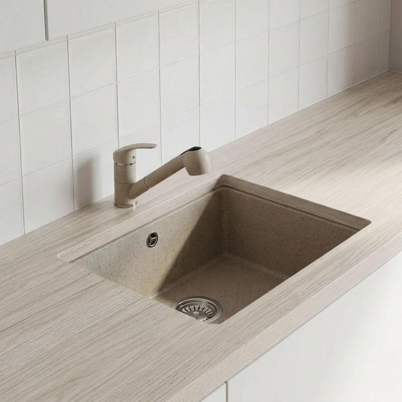 Graniteland Rhea Keukenmengkraan  Beige zand met Uittrekbare Uitloop en Dubbel-Functie Handdouche 1208970713