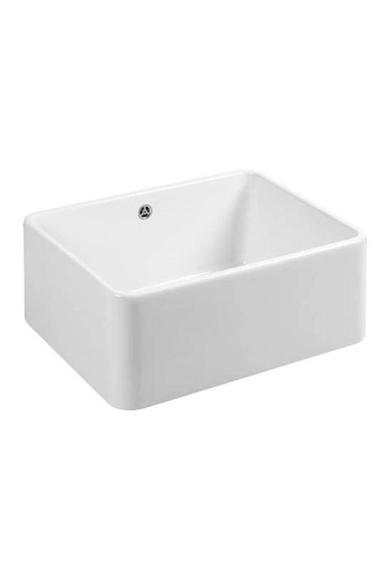 Ausmann Ceramic Mira Keramische Witte Spoelbak - Onderbouw en Tussenbouw 590 x 458 mm met RVS plug 1208970733