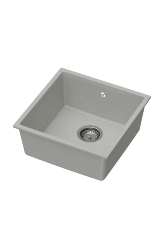 GraniteMy Universal Granieten Grijs Spoelbak 40x40 cm Opbouw, Onderbouw en Vlakinbouw met RVS Plug 1208970743