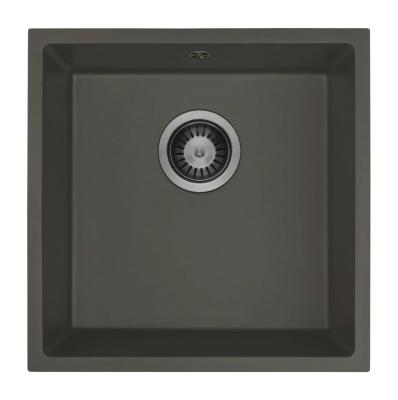GraniteMy Universal Granieten Grijs, donker Spoelbak 40x40 cm Opbouw, Onderbouw en Vlakinbouw met Gun metal Plug 1208970746