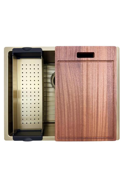 Pure.Sink Prestige  Combinatieset Gouden spoelbak 50x40 cm met Gouden Keukenkraan 1208970764